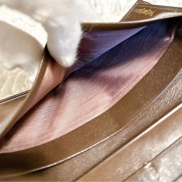 Yves Saint Laurent Long Wallet YSL Logo Brown Leather - Picture 9 of 12